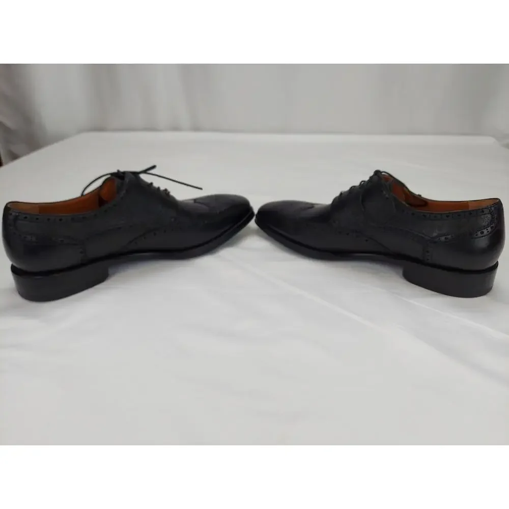 Leizilei Superb Derby Black Oxford Leather Lace-Up Wingtip Men's Dress Shoe 6